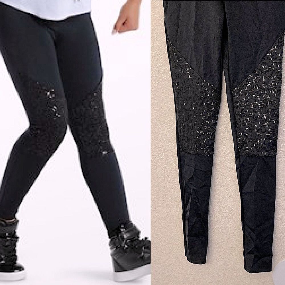 Weissman dance costume black sequin pants leggings Rock That Body 12426 XLC SA